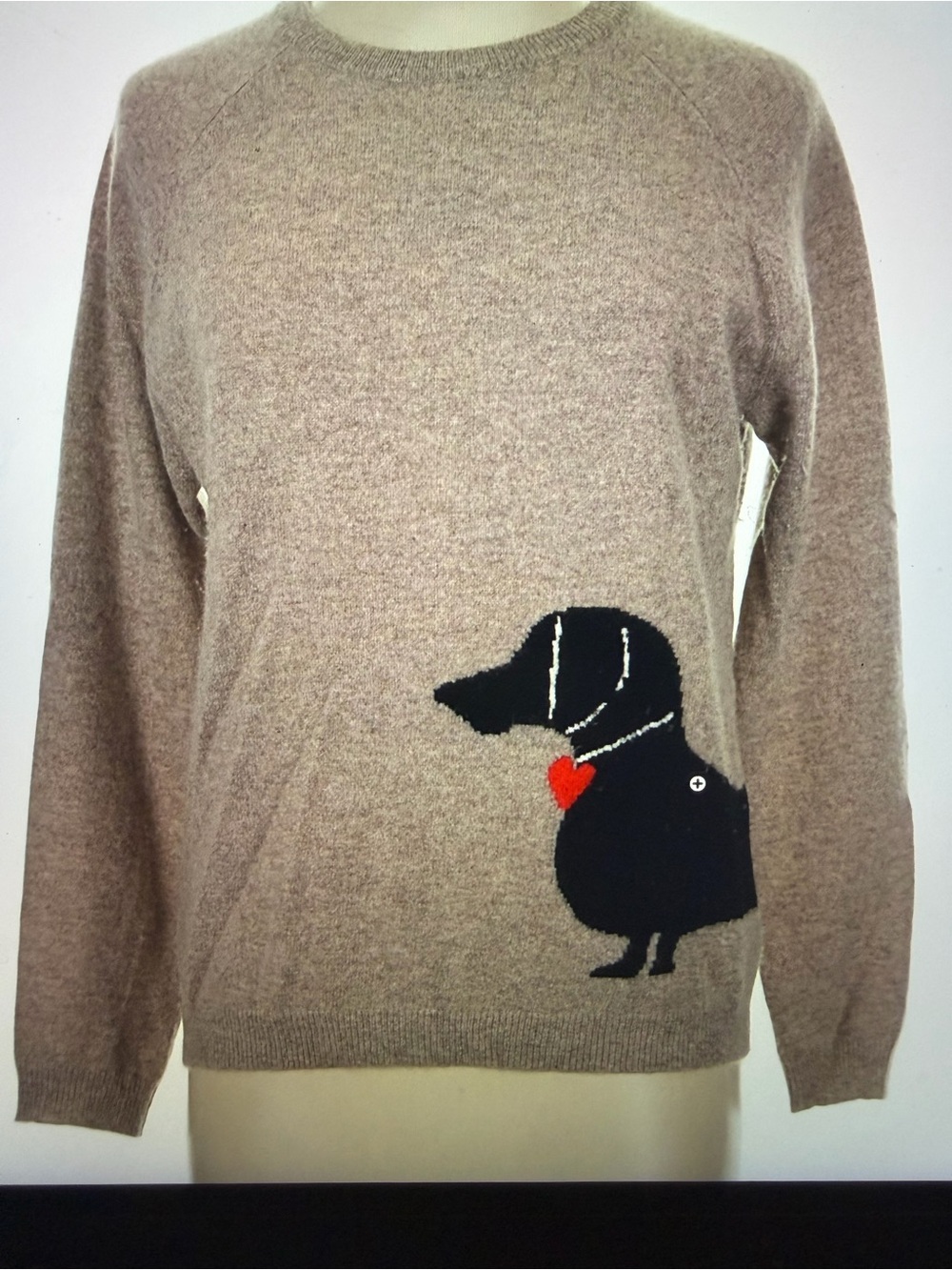 Philosophy cashmere  dachshund dog sweater 100% cashmere grey size medium